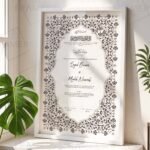 Brown Traditional Floral Nikkah Certificate with White Frame