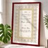 Gold Geometric Border Nikkah Certificate with Maroon Frame