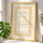 Gold Monochrome Nikkah Certificate with Dua and Golden Frame