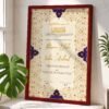 Gold and Navy Vine Nikkah Certificate with Maroon Frame