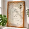Golden Floral Lantern Nikkah Certificate with Wooden Frame