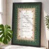 Green and Gold Floral Nikkah Certificate with Black Frame