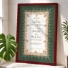 Green and Gold Floral Nikkah Certificate with Maroon Frame