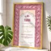 Maroon Geometric Islamic Nikkah Certificate with Golden Frame