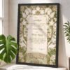 Mint Green Floral Art Nouveau Nikkah Certificate with Black Wooden Frame