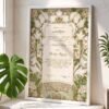 Mint Green Floral Art Nouveau Nikkah Certificate with White Wooden Frame