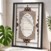 Ornate Brown and Blue Nikkah Certificate with Black Wooden Frame