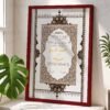Ornate Brown and Blue Nikkah Certificate with Maroon Wooden Frame
