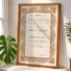 Red and Gold Tazhib Nikkah Certificate with Wooden Frame