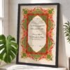 Vibrant Pink and Green Tazhib Nikkah Certificate with Black Wooden Frame