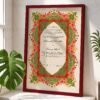 Vibrant Pink and Green Tazhib Nikkah Certificate with Maroon Wooden Frame