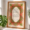 Vibrant Pink and Green Tazhib Nikkah Certificate with Wooden Frame
