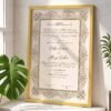Vintage Earth Tone Floral Nikkah Certificate with Golden Wooden Frame