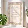 Vintage Earth Tone Floral Nikkah Certificate with White Wooden Frame