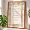 Vintage Earth Tone Floral Nikkah Certificate with Wooden Frame