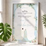 Sky blue Nikah Nama white frame