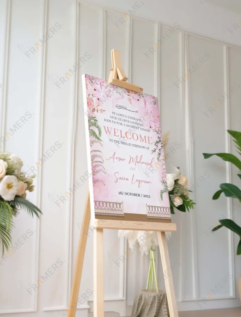 pink-wisteria-floral-arch-nikkah-welcome-board-2