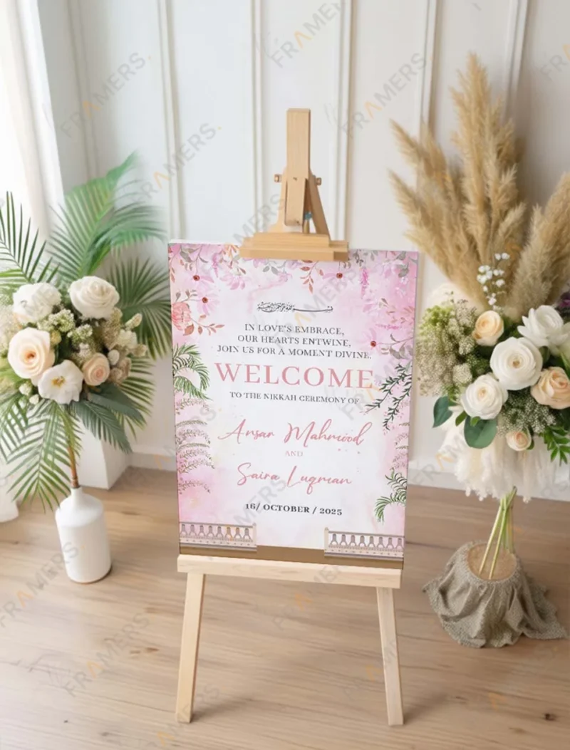 pink-wisteria-floral-arch-nikkah-welcome-board-3