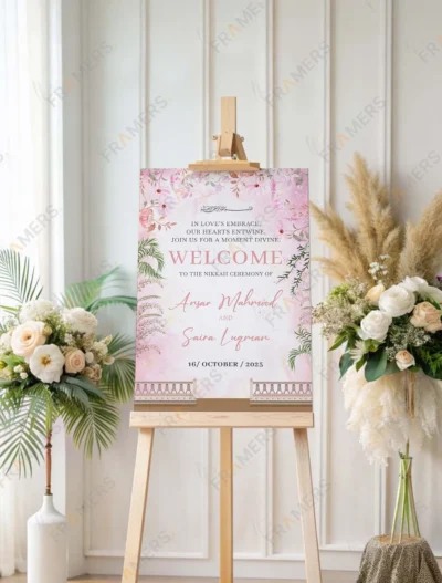 pink-wisteria-floral-arch-nikkah-welcome-board-4