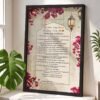 Custom marriage agreement frame in maroon with bougainvillea flowers
