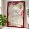 Personalized wedding contract frame in gold with pink bougainvillea design