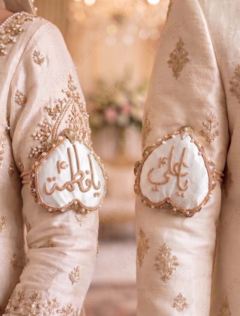 Customized White Heart-Shaped Imam Zamin "Ya Ali & Ya Fatima" OR "MashaAllah" – Set of 2