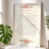 Minimalist wedding contract print in white wooden frame