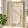 Custom marriage agreement frame in maroon with peacock and daisy design