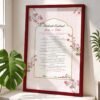 Personalized wedding contract frame in gold with geometric border
