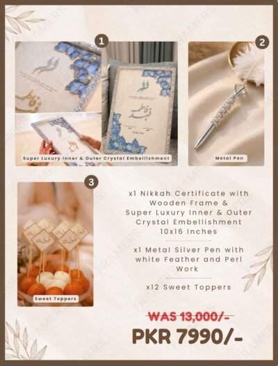 Embellished Luxury Nikkah Certificate with Pen and Sweet Toppers Discount Deal