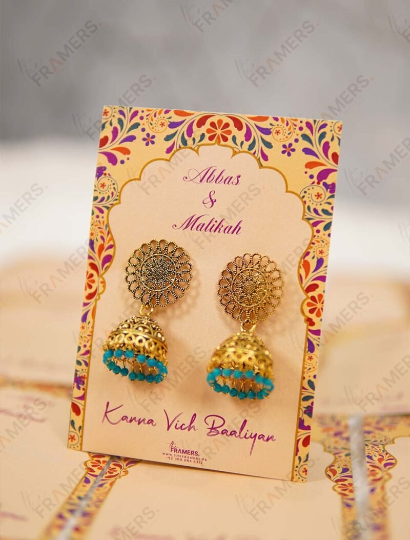 Mehndi Favour Cards with Jhumka, Earrings