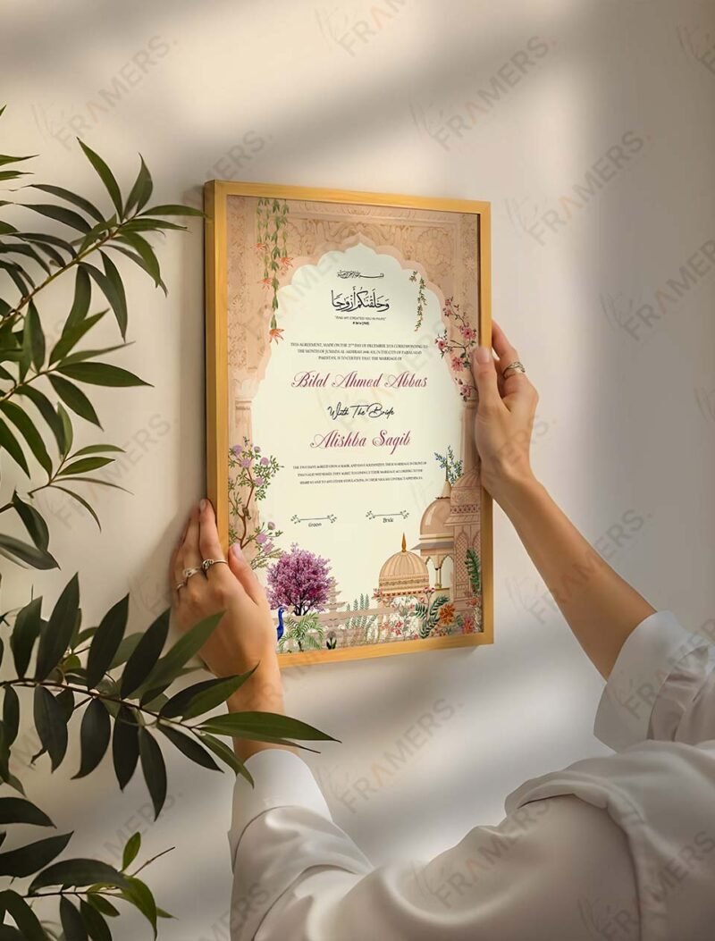 Mughal Nikkah Certificate mounting on wall