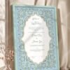 Sky Blue Floral Arabesque Nikkah Certificate with Premium Color Frame – Customizable
