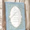Sky Blue Floral Arabesque Nikkah Certificate with Premium Color Frame – Customizable